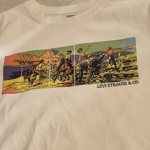 Levi's White Tee with Colorful Western Graphic.Size L